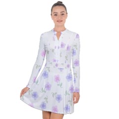 Flowers Pattern Long Sleeve Panel Dress