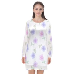 Flowers Pattern Long Sleeve Chiffon Shift Dress  by Littlebird