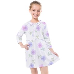 Flowers Pattern Kids  Quarter Sleeve Shirt Dress by Littlebird