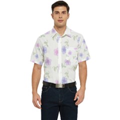 Flowers Pattern Men s Short Sleeve Pocket Shirt  by Littlebird