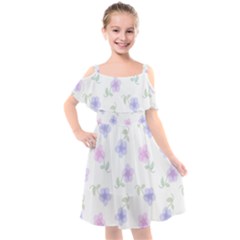 Flowers Pattern Kids  Cut Out Shoulders Chiffon Dress by Littlebird