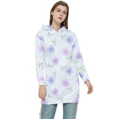 Flowers Pattern Women s Long Oversized Pullover Hoodie