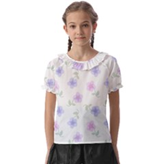 Flowers Pattern Kids  Frill Chiffon Blouse