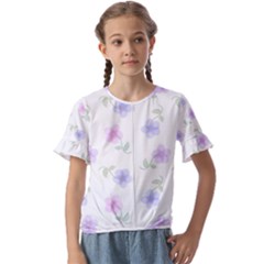 Flowers Pattern Kids  Cuff Sleeve Scrunch Bottom Tee