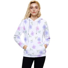 Flowers Pattern Women s Lightweight Drawstring Hoodie by Littlebird