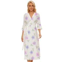 Flowers Pattern Midsummer Wrap Dress