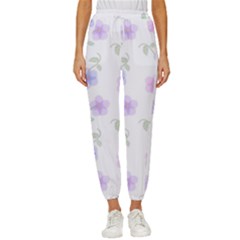 Flowers Pattern Cropped Drawstring Pants