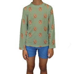 Pine Cones Green Kids  Long Sleeve Swimwear by Littlebird