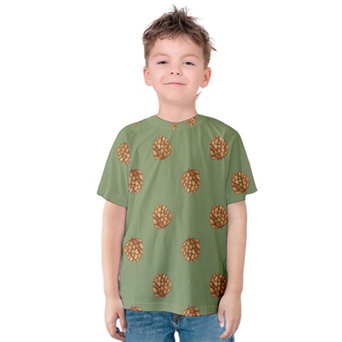 Pine Cones Green Kids  Cotton Tee by Littlebird