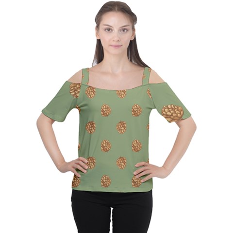 Pine Cones Green Cutout Shoulder Tee by Littlebird