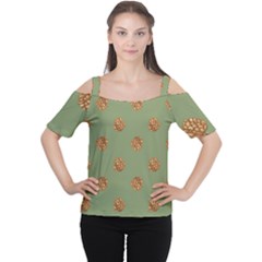 Pine Cones Green Cutout Shoulder Tee