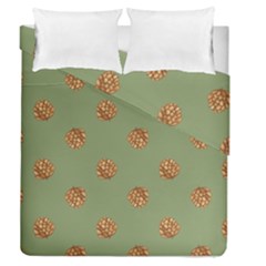 Pine Cones Green Duvet Cover Double Side (queen Size)