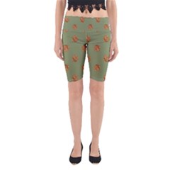 Pine Cones Green Yoga Cropped Leggings