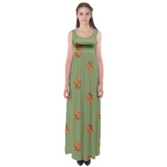 Pine Cones Green Empire Waist Maxi Dress