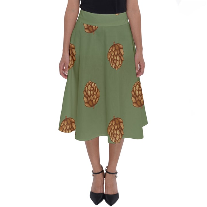 Pine cones green Perfect Length Midi Skirt