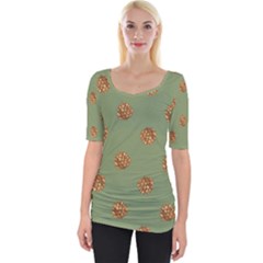 Pine Cones Green Wide Neckline Tee