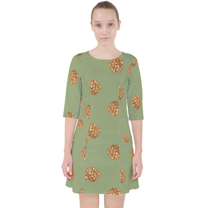 Pine cones green Pocket Dress