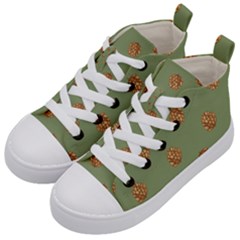 Pine Cones Green Kids  Mid-top Canvas Sneakers