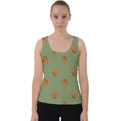 Pine Cones Green Velvet Tank Top by Littlebird