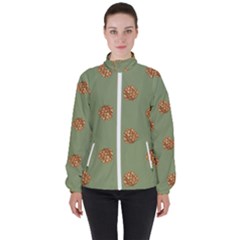 Pine Cones Green Women s High Neck Windbreaker