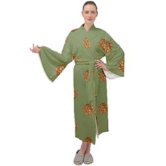 Pine Cones Green Maxi Velour Kimono