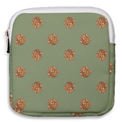 Pine Cones Green Mini Square Pouch by Littlebird