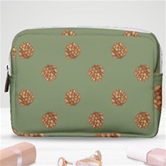 Pine Cones Green Make Up Pouch (medium) by Littlebird