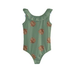 Pine Cones Green Kids  Frill Swimsuit