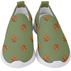 Pine Cones Green Kids  Slip On Sneakers by Littlebird