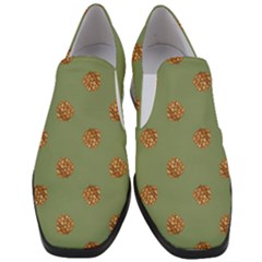 Pine Cones Green Women Slip On Heel Loafers