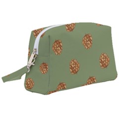 Pine Cones Green Wristlet Pouch Bag (large) by Littlebird