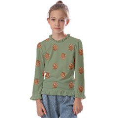 Pine Cones Green Kids  Frill Detail Tee