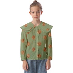 Pine Cones Green Kids  Peter Pan Collar Blouse by Littlebird