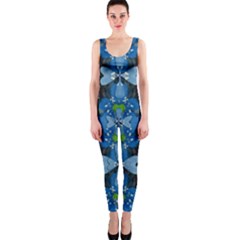 Rare Excotic Blue Flowers In The Forest Of Calm And Peace One Piece Catsuit by pepitasart