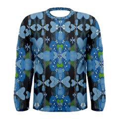 Rare Excotic Blue Flowers In The Forest Of Calm And Peace Men s Long Sleeve Tee