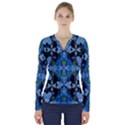 Rare Excotic Blue Flowers In The Forest Of Calm And Peace V-Neck Long Sleeve Top View1