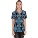 Rare Excotic Blue Flowers In The Forest Of Calm And Peace Women s V-Neck Scrub Top View1