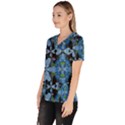 Rare Excotic Blue Flowers In The Forest Of Calm And Peace Women s V-Neck Scrub Top View2