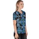 Rare Excotic Blue Flowers In The Forest Of Calm And Peace Women s V-Neck Scrub Top View3