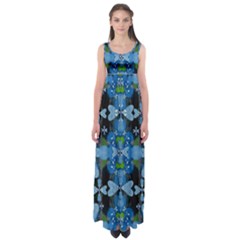 Rare Excotic Blue Flowers In The Forest Of Calm And Peace Empire Waist Maxi Dress by pepitasart