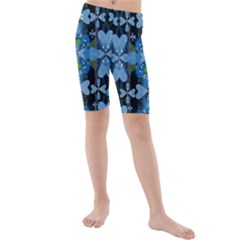 Rare Excotic Blue Flowers In The Forest Of Calm And Peace Kids  Mid Length Swim Shorts by pepitasart