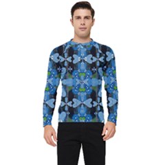 Rare Excotic Blue Flowers In The Forest Of Calm And Peace Men s Long Sleeve Rash Guard by pepitasart