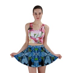 Rare Excotic Blue Flowers In The Forest Of Calm And Peace Mini Skirt by pepitasart