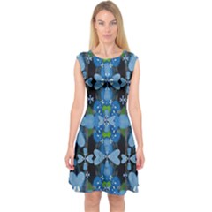 Rare Excotic Blue Flowers In The Forest Of Calm And Peace Capsleeve Midi Dress