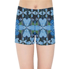 Rare Excotic Blue Flowers In The Forest Of Calm And Peace Kids  Sports Shorts by pepitasart