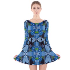 Rare Excotic Blue Flowers In The Forest Of Calm And Peace Long Sleeve Velvet Skater Dress by pepitasart