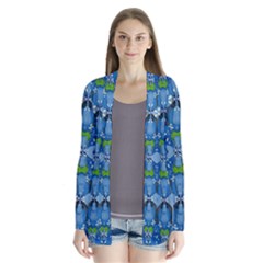 Rare Excotic Blue Flowers In The Forest Of Calm And Peace Drape Collar Cardigan by pepitasart