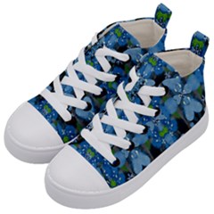 Rare Excotic Blue Flowers In The Forest Of Calm And Peace Kids  Mid-top Canvas Sneakers by pepitasart