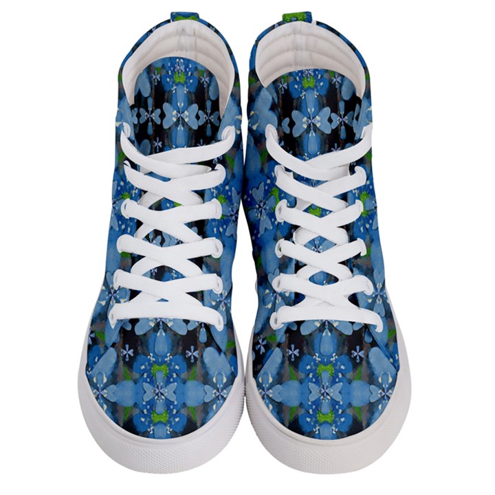 Rare Excotic Blue Flowers In The Forest Of Calm And Peace Men s Hi-Top Skate Sneakers