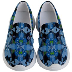 Rare Excotic Blue Flowers In The Forest Of Calm And Peace Kids Lightweight Slip Ons by pepitasart